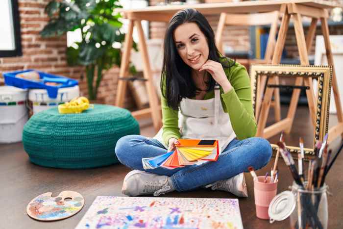 Artist choosing colors