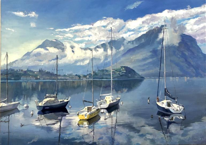 "Morning on the Lake", Anastasiya Kharchenkoelement of color in art-morning on the lake Kharchenko