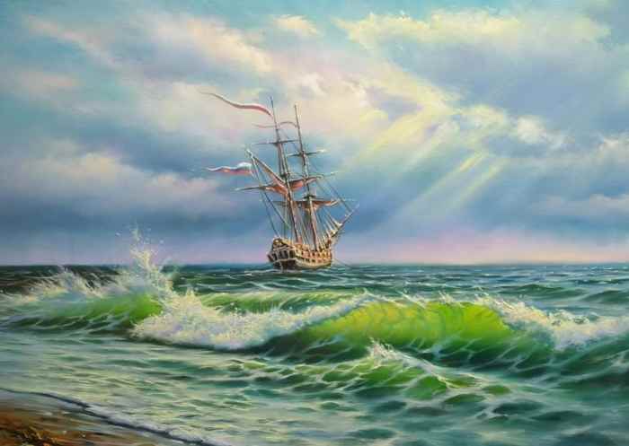 "Oceanic Journey Awaits" Oil Painting by Sultan Aubekerov
