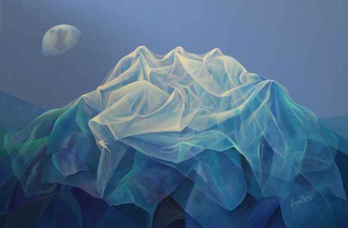 "Snow and wind", acrylic painting by Cecilia Campos