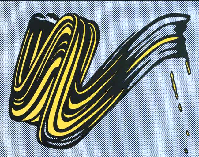 "Brushstroke" by Roy Lichtenstein showing how the shape element can convey movement in a 'comic strip' style. "Brushstroke" by Roy Lichtenstein